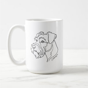 Caneca De Café Arte Minimalista Monocromática de Schnauzer em Lin