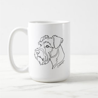 Caneca De Café Arte Minimalista Monocromática de Schnauzer em Lin