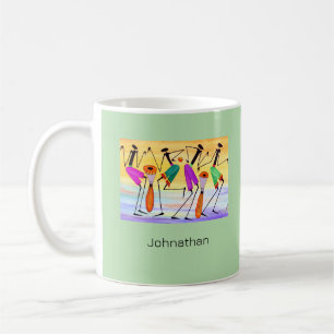 Caneca De Café Arte Moderna Africana, Exprimindo Felicidade Verde