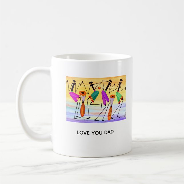 Caneca De Café Arte Moderna Africana pai, Exprimindo Felicidade (Esquerda)