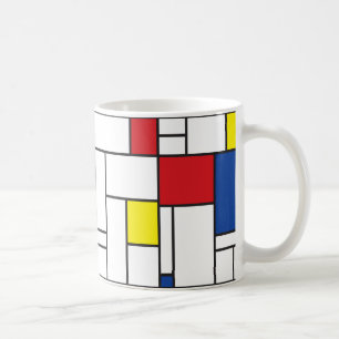 Caneca De Café Arte Moderna De Stijl Geométrica Minimalista Mondr