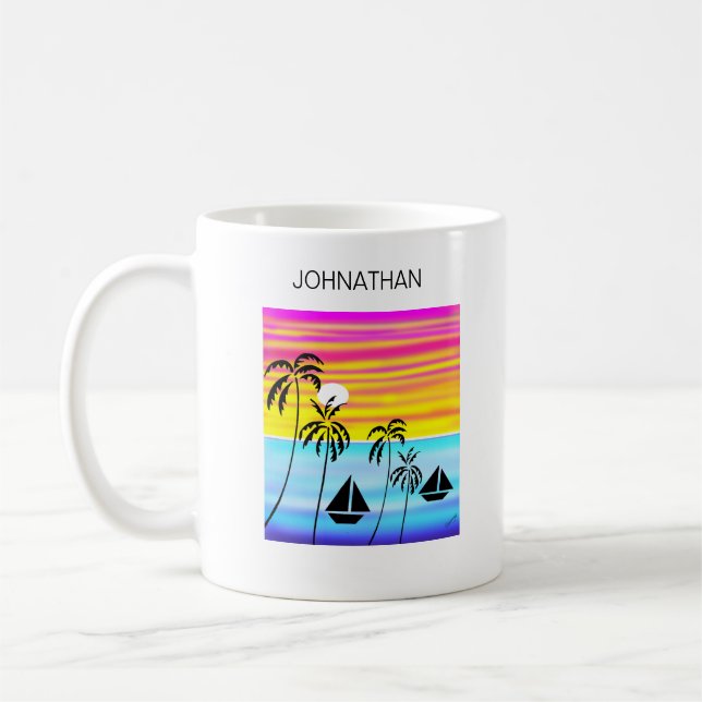 Caneca De Café Arte Moderna - Marcha Tropical Sunset (Esquerda)