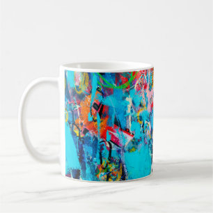 Caneca De Café  Arte moderna multicoloração mestiça c