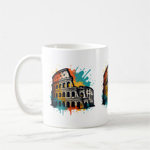 Caneca De Café Arte na Rua Colosseum - Marco Roma Colorido