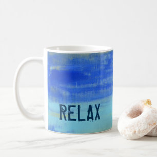 Caneca De Café Arte Náutica Abstrata Azul Relaxante Turquesa