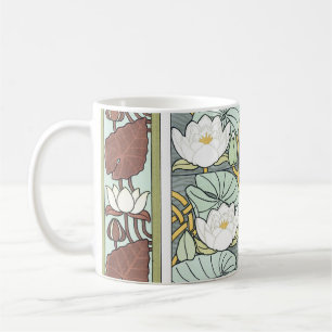Caneca De Café Arte Nova Antiga, Flores do Jardim de Nenúfares