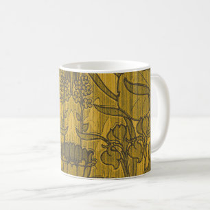 Caneca De Café Arte Nova Floral Padrão Decorativo Vintage
