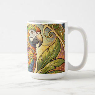 Caneca De Café Arte Nova Papagaio Arco-Íris Vibrante