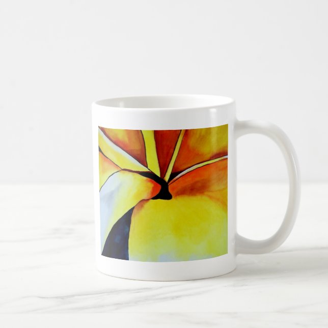 Caneca De Café Arte original da flor Amarelo Tropical (Direita)