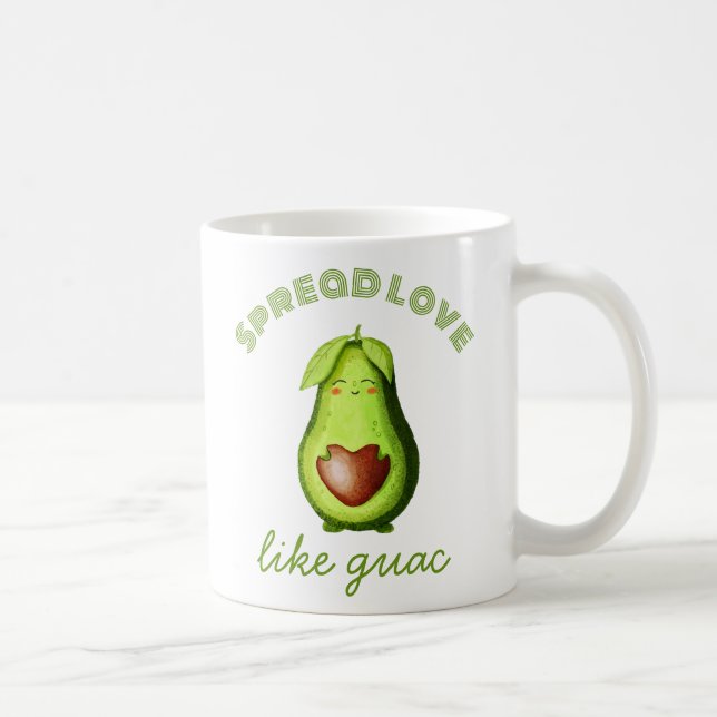 Caneca De Café Arte original desenhada à mão - Cute Avocado (Direita)