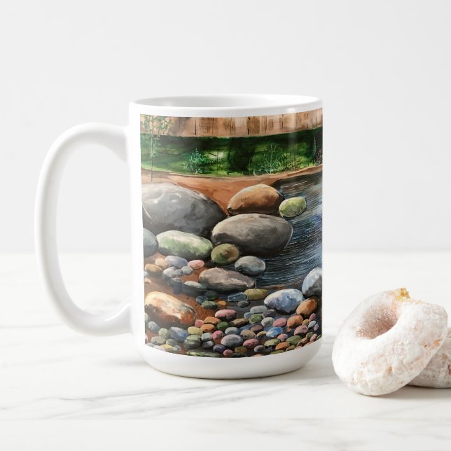 Caneca De Café Arte Original Pintada à Mão de The Brook (Com Donut)