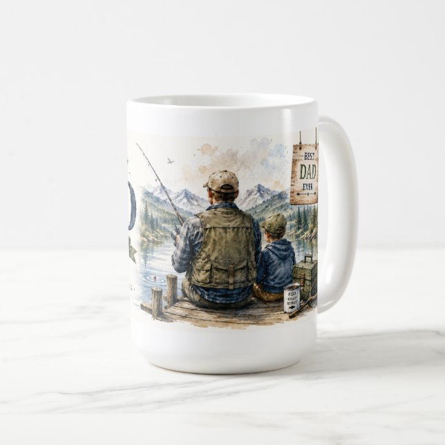 Caneca De Café Arte Pacífica de Pesca Pai e Filho (Frente Esquerda)