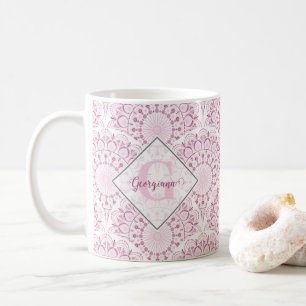 Caneca De Café Arte Personalizada Deco Rosa Confetti Lace Mandala