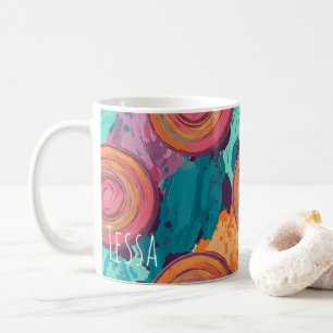 Caneca De Café Arte Pintada Vibrante Psicodélica de Redemoinho Co