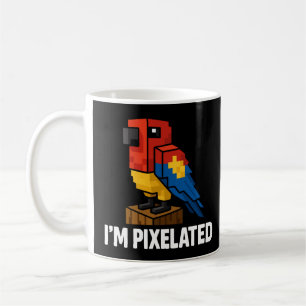 Caneca De Café Arte Pixel de Papagaio Selvagem Blocky