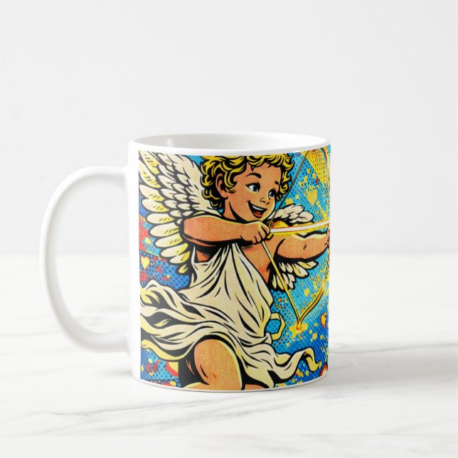 Caneca De Café Arte Pop de dois cupidos a brincar (Esquerda)