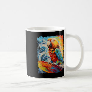 Caneca De Café Arte Pop Vintage Papagaio de Estimação Surfando