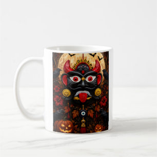 Caneca De Café Arte Popular Bommai Olhar Mau Halloween Gótico Dri