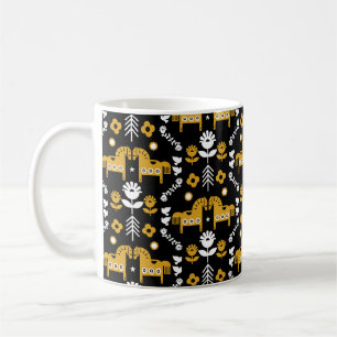 Caneca De Café Arte popular sobre cavalos escandinavos