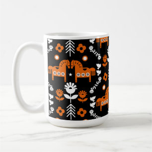 Caneca De Café Arte popular sobre cavalos escandinavos