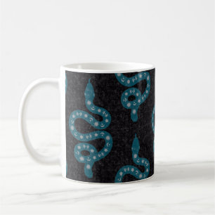 Caneca De Café Arte Popular Texturizado Grungy Bruxa Cobra azul c