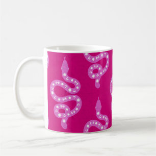 Caneca De Café Arte popular Texturizado Grungy Bruxa Cobra pinks