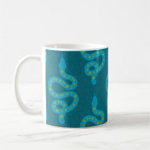 Caneca De Café Arte Popular Texturizado Grungy Bruxa Cobra verde 