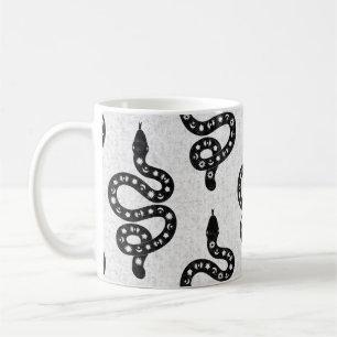 Caneca De Café Arte Popular Texturizado Grungy Witchy Cobra preto
