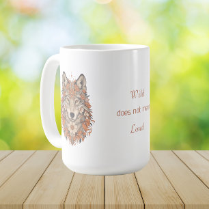 Caneca De Café Arte Psicodélico de Lobo Floral Boho