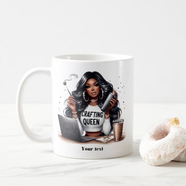Caneca De Café Arte Rainha Africana Americana (Com Donut)