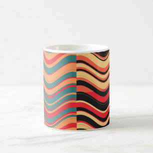 Caneca De Café Arte Retro Colorida Wave Abstrato