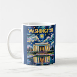Caneca De Café Arte retrô de Washington DC Memorial Lincoln Van G