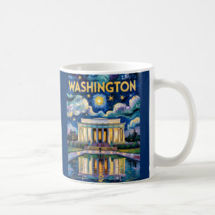 Caneca De Café Arte retrô de Washington DC Memorial Lincoln Van G