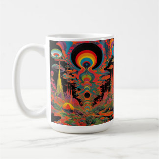 Caneca De Café Arte Retro Psicodélica Vintage dos Anos 1960