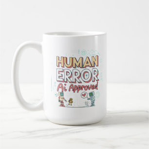 Caneca De Café Arte Robótica com Erro Humano Aprovado pela IA
