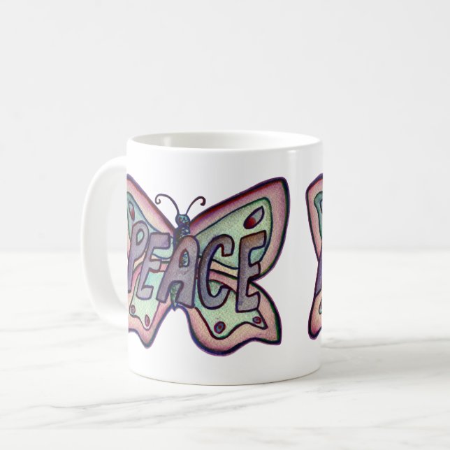 Caneca De Café Arte Roxa Asas de Borboleta Púrpura Café (Frente Esquerda)