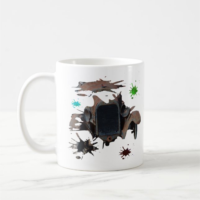 Caneca De Café Arte Rústica Carro vintage Grunge (Esquerda)