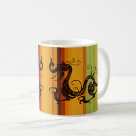 Caneca De Café Arte Silhueta do Dragão Tribal Asiático