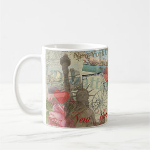 Caneca De Café Arte simbólica da cidade de Nova York vintage com 