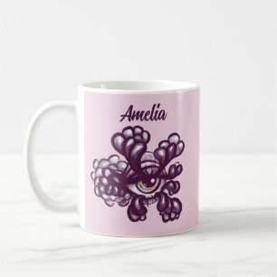 Caneca De Café Arte Surrealista de Olho Weirdcore em Pastel Sonha
