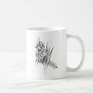 Caneca De Café Arte Tribal Abstrata Preto Branco Base Tatuagem