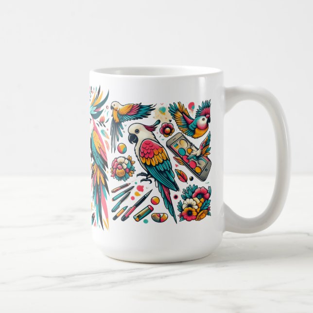 Caneca De Café Arte tropical Colorida (Direita)