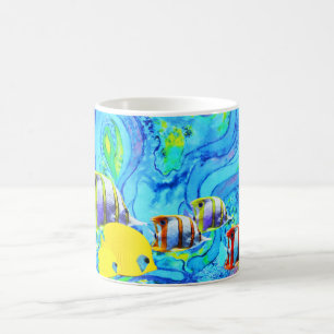 Caneca De Café Arte tropical de peixes