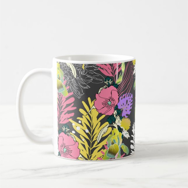 Caneca De Café Arte Tropical Flor: Padrão Original. (Esquerda)