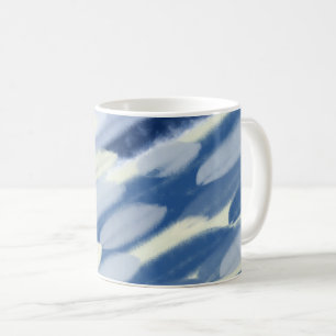 Caneca De Café Arte Única Azul e Branco