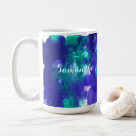 Caneca De Café Arte Verde E Roxa