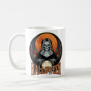 Caneca De Café Arte Vetorial de Vidente de Esqueleto Gótico de Ha