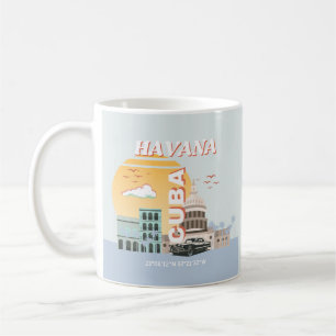Caneca De Café Arte Viagens vintage em Cuba Havana