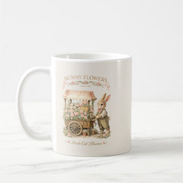 Caneca De Café Arte Vintage de Coelho Bunny Flowers