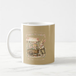 Caneca De Café Arte Vintage de Coelho Bunny Flowers